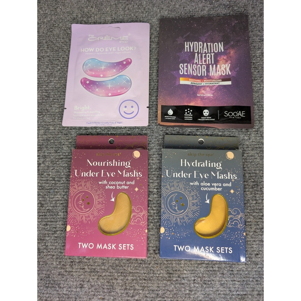 Lot Of Beauty 3 Eye Masks‎ & 1 Facemask Hydration Coconut Shea Butter Aloe Vera